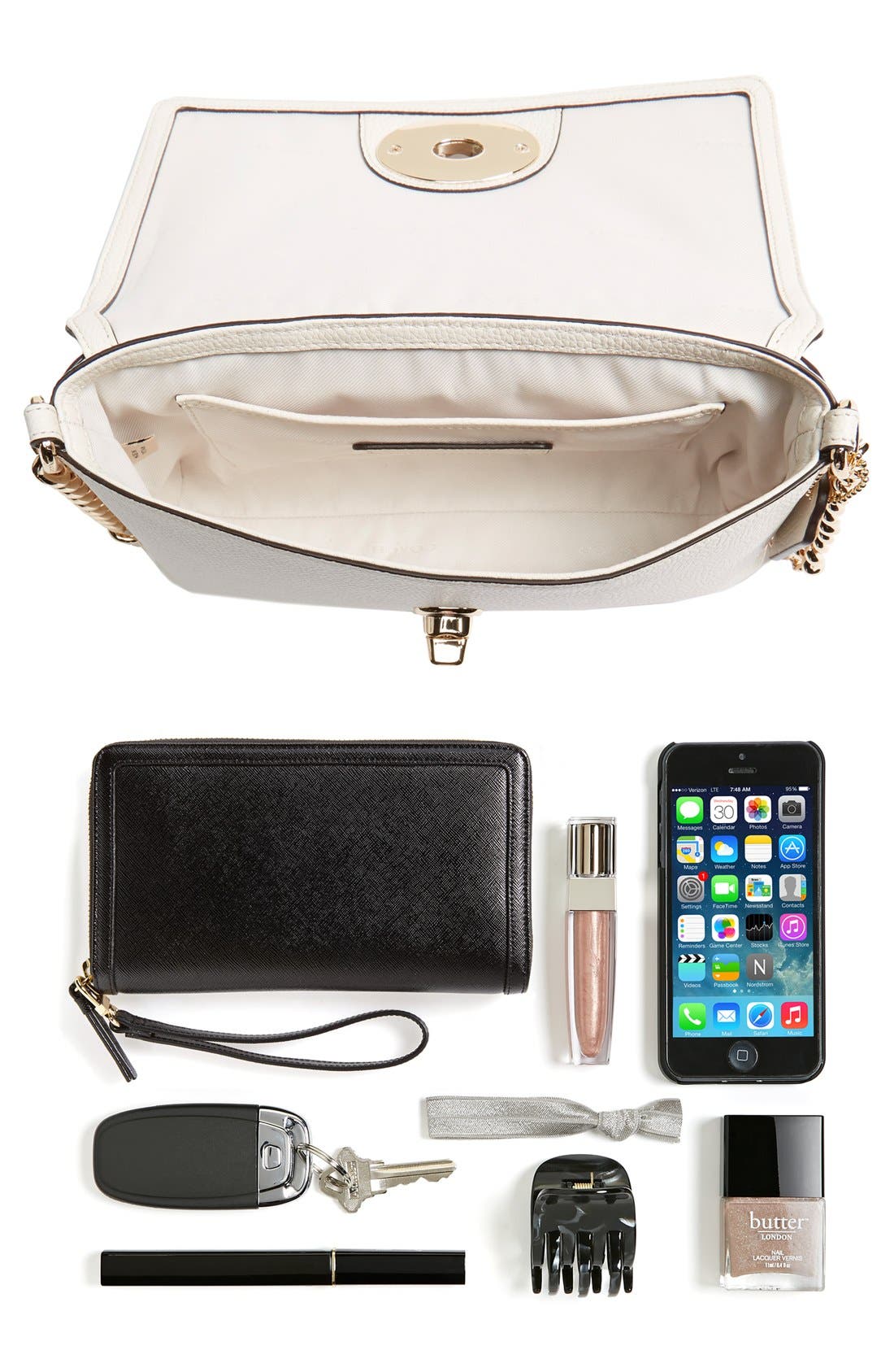 'Crosstown' Studded Floral Embellished Leather Crossbody Bag, Alternate, color, CHALK/ GOLD
