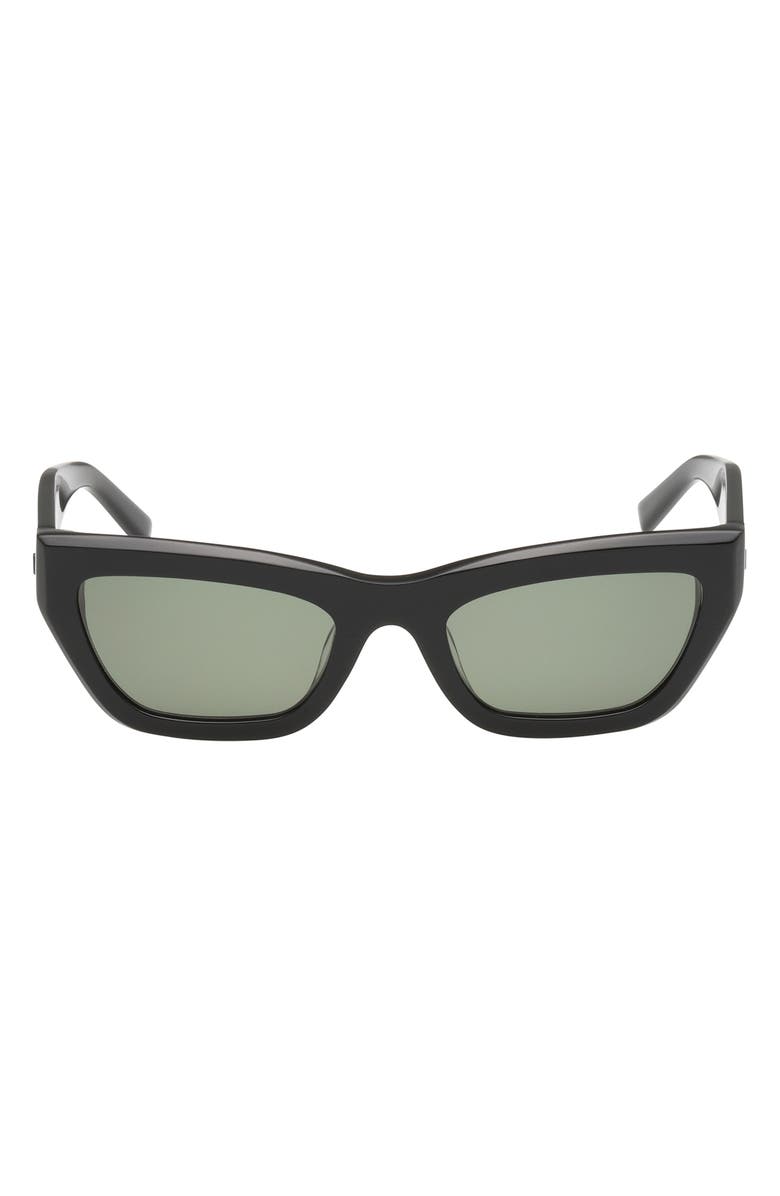 ABERCROMBIE & FITCH 52mm Cat Eye Sunglasses, Main, color, Shiny Black / Dark Green Lens