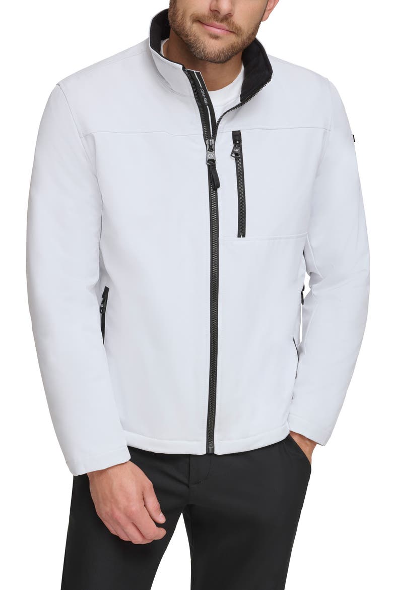 Faux Shearling Lined Soft Shell Jacket, Main, color, WHITE