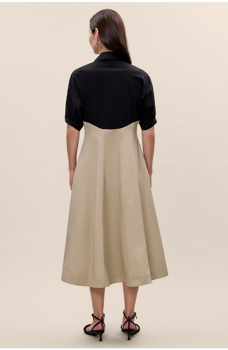 Rebecca Taylor Elspeth Colorblock Dress, Alternate, color, Black/Tan