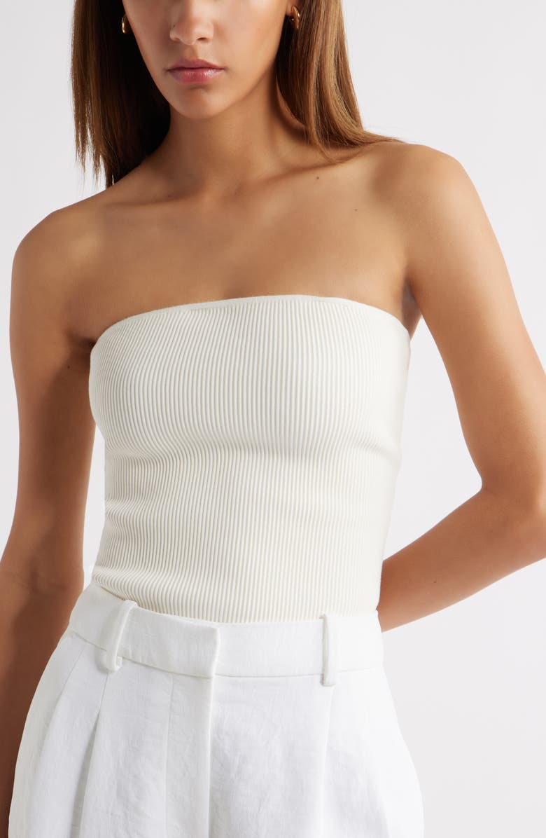 Open Edit Luxe Rib Tube Top, Alternate, color, Ivory Cloud
