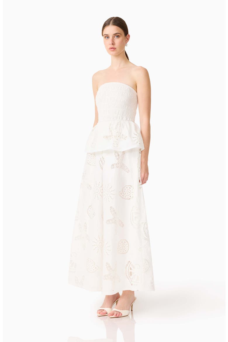 Shell Broderie Strapless Gown, Alternate, color, WHITE