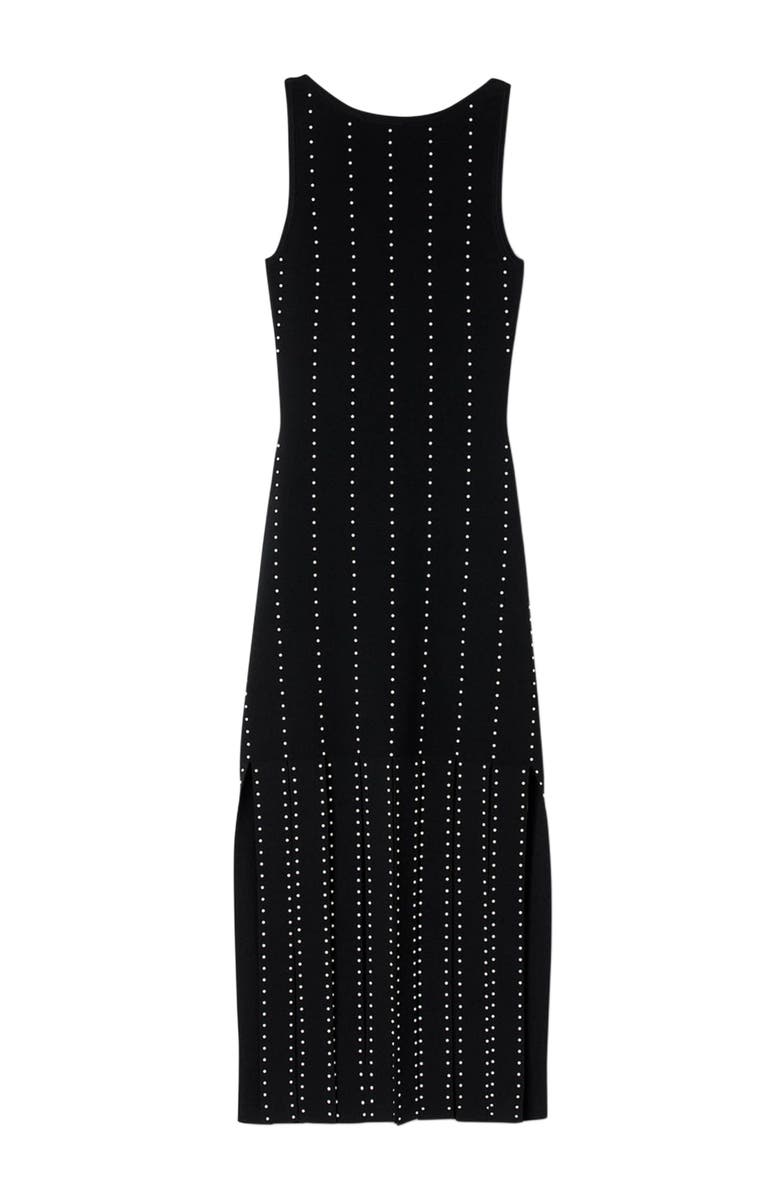 SANDRO Fringed knit midi dress, Alternate, color, Black