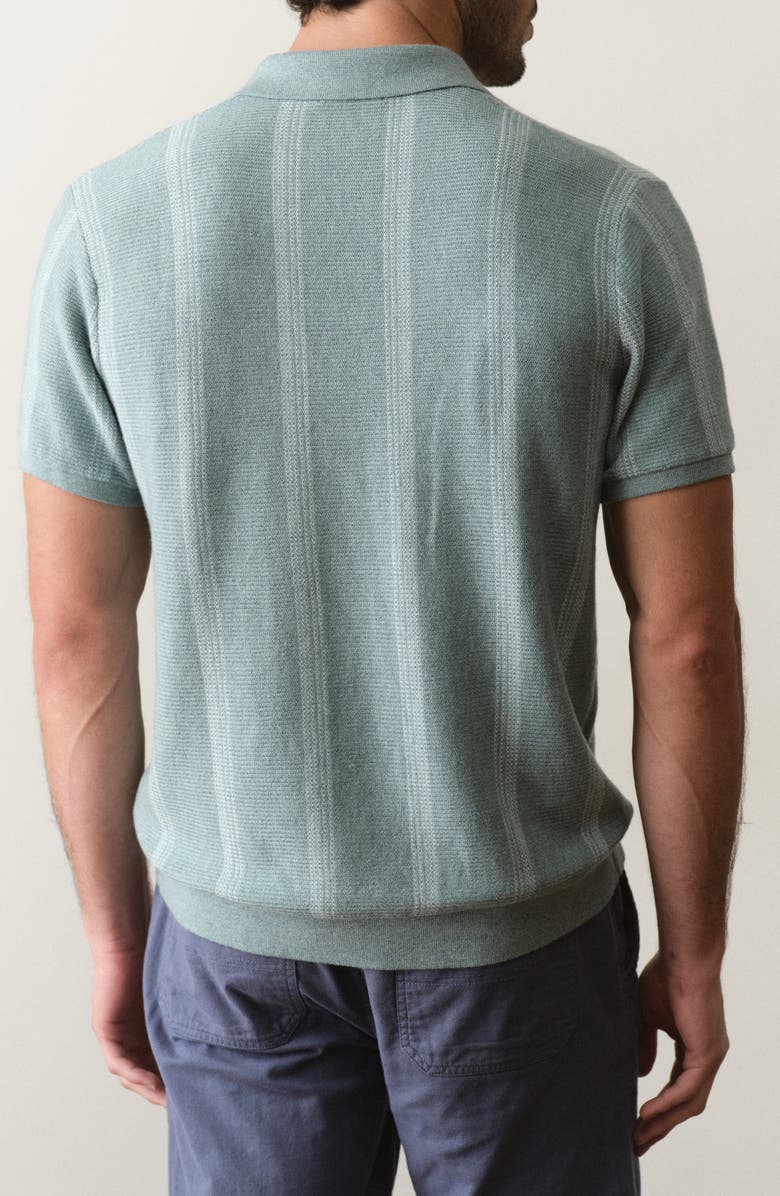 Marine Layer Liam Johnny Collar Polo, Alternate, color, Topaz Stripe