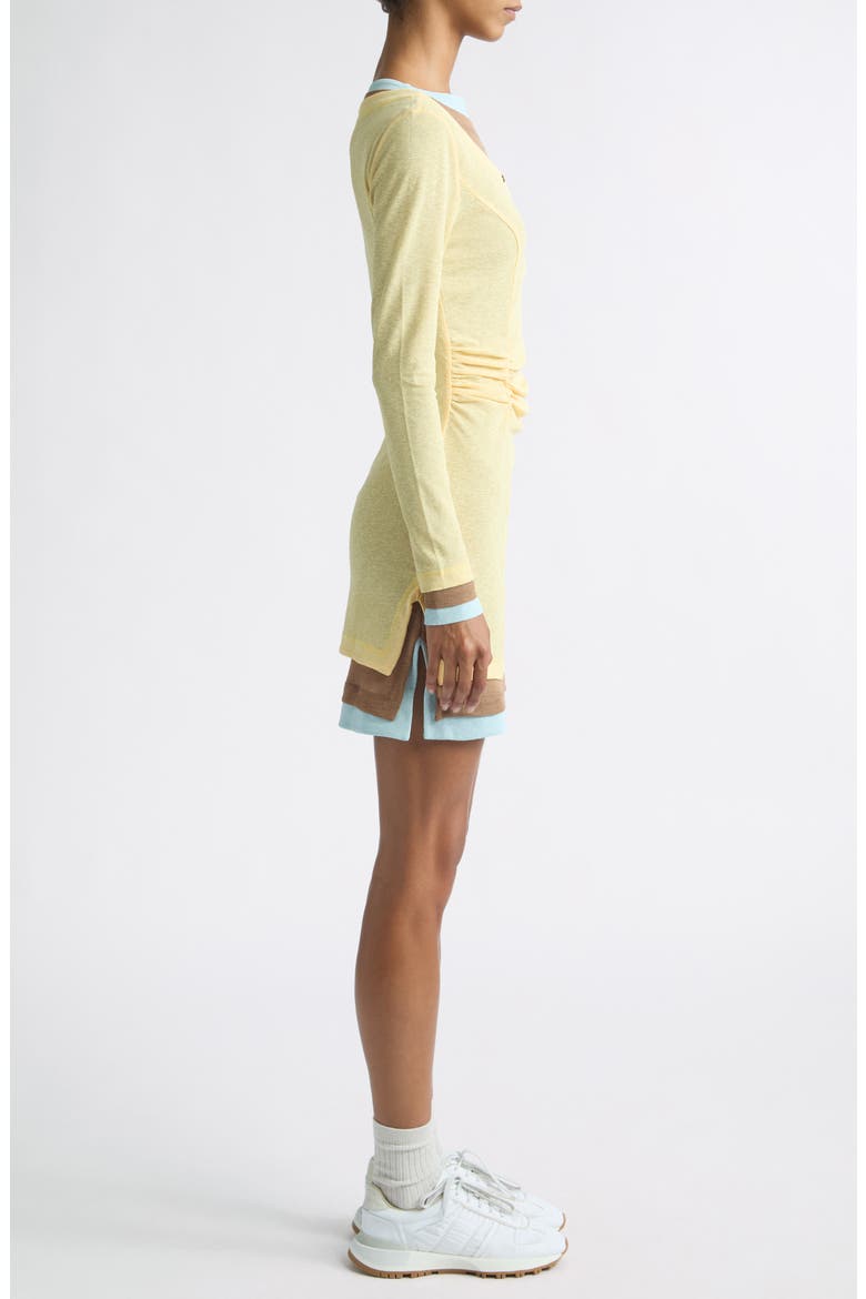 Lyna Long Sleeve Contrast Layered Minidress, Alternate, color, YELLOW MULTI