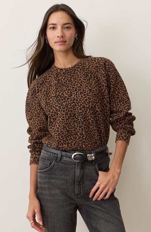 Marine Layer Cloud 9 Fleece Leopard Print Sweatshirt In Brown