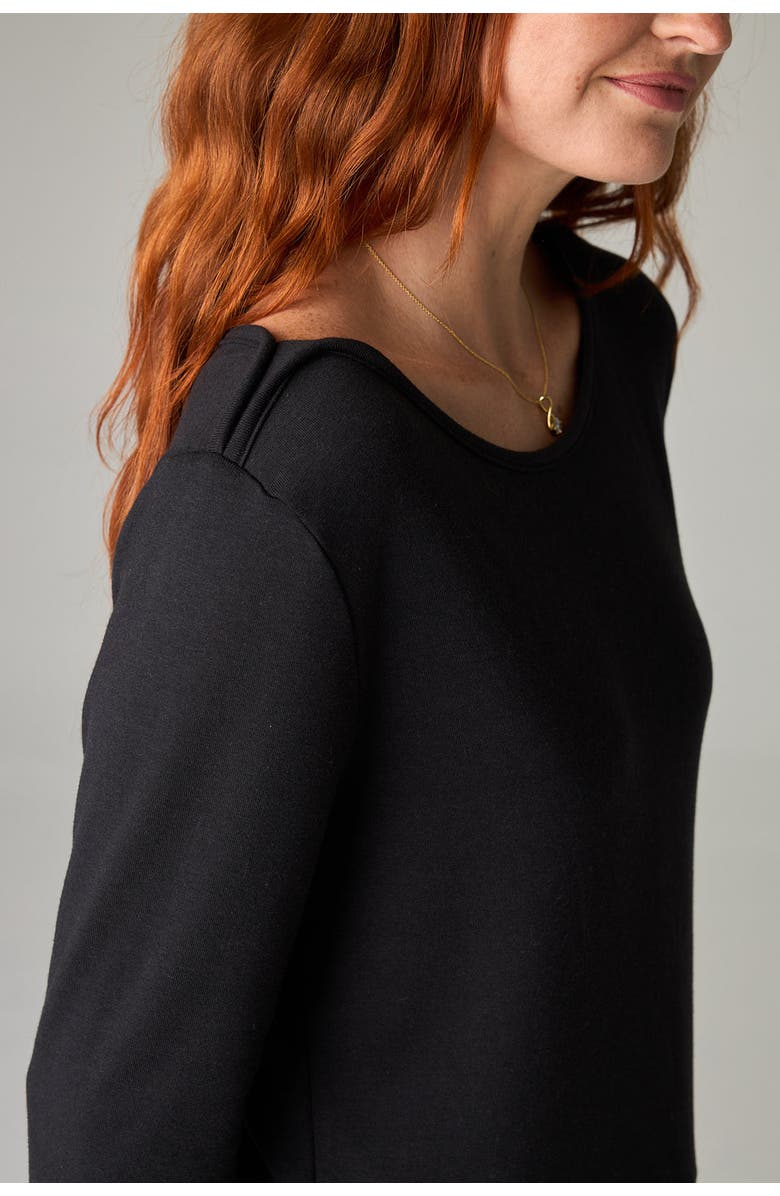 eavolu Nasaya Eco-Luxe Rib Bateau Neck 3/4 Length Sleeve Top - Ultra-Luxe Flow, Alternate, color, Coal Black