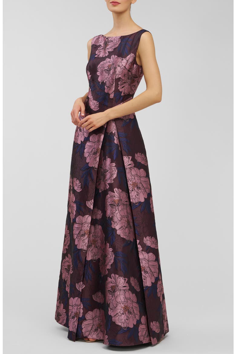 Caitlin Metallic Floral Jacquard Sleeveless Gown, Alternate, color, PRIMROSE MULTI