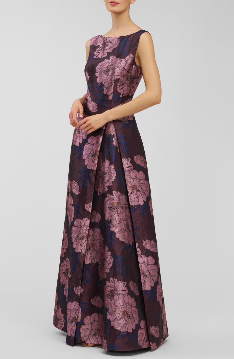 Kay Unger Caitlin Metallic Floral Jacquard Sleeveless Gown, Alternate, color, Primrose Multi