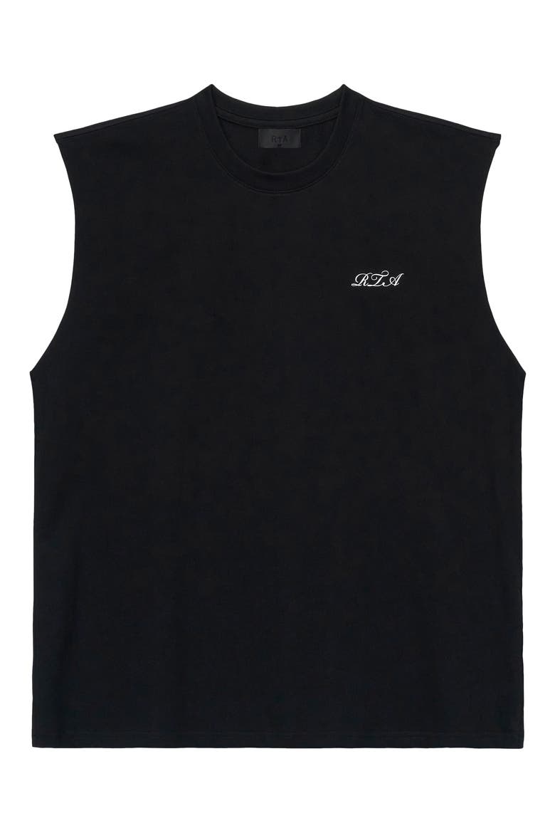 Terry Muscle Tee, Main, color, BLACK CURSIVE