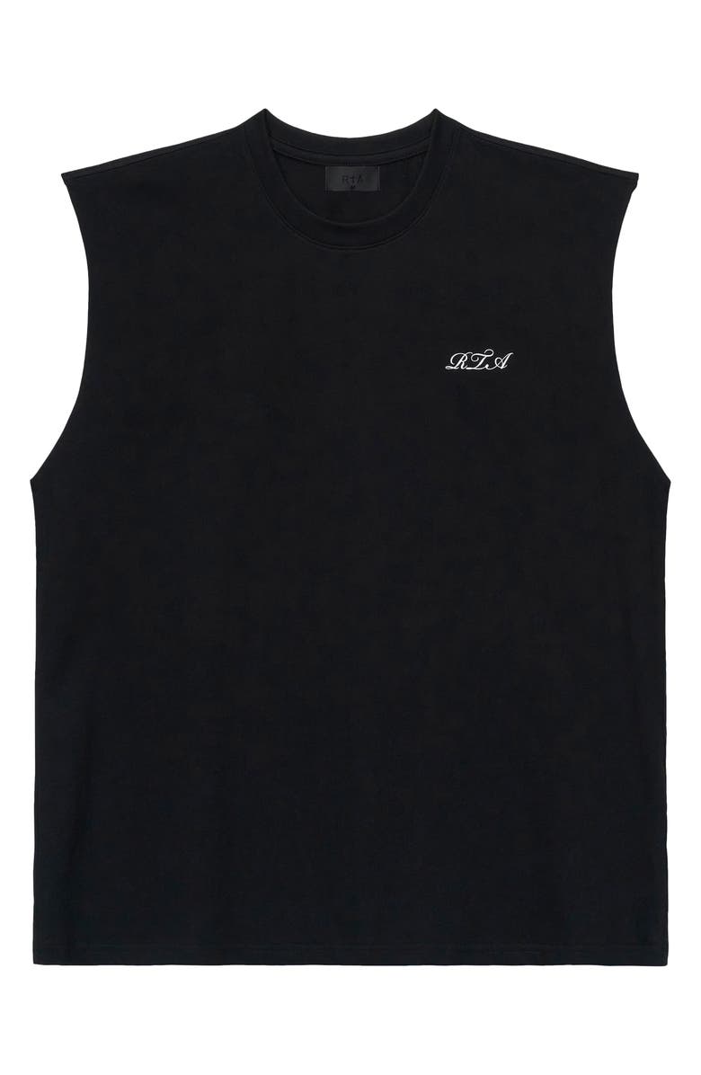 RtA Terry Muscle Tee, Main, color, Black Cursive
