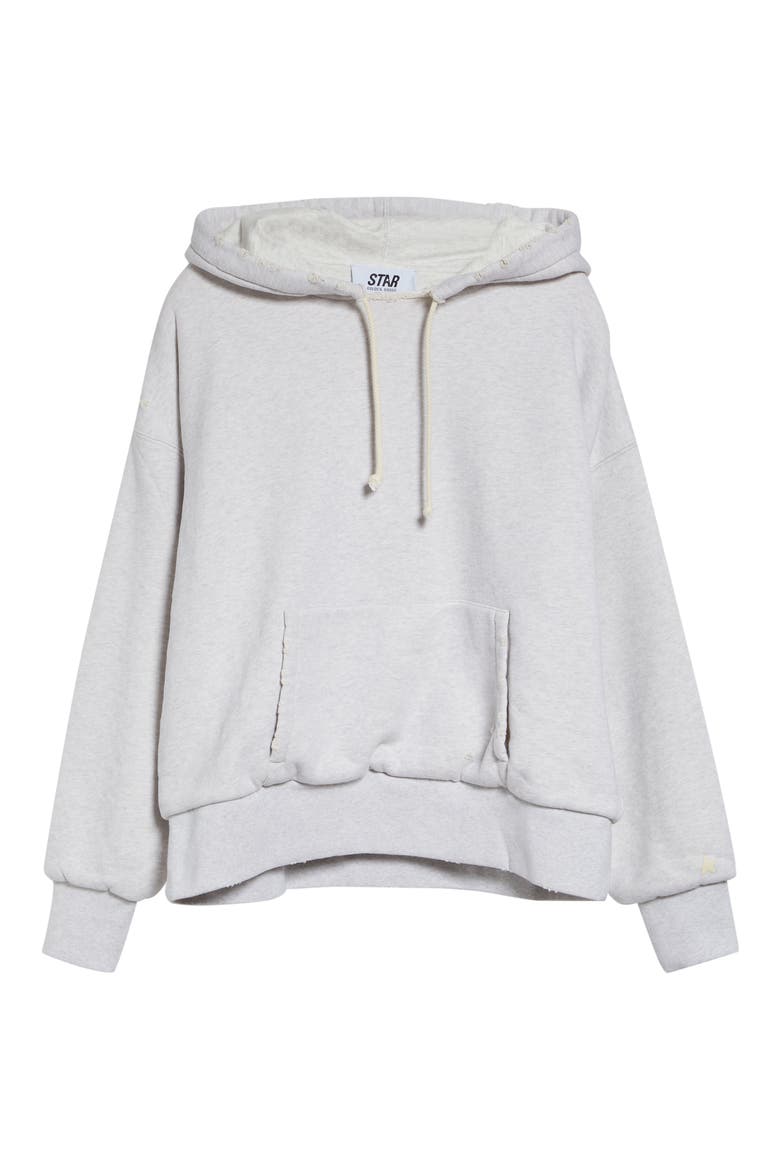 Gender Inclusive Relaxed Fit Distressed Cotton Fleece Hoodie, Alternate, color, VINTAGE GRAY MELANGE