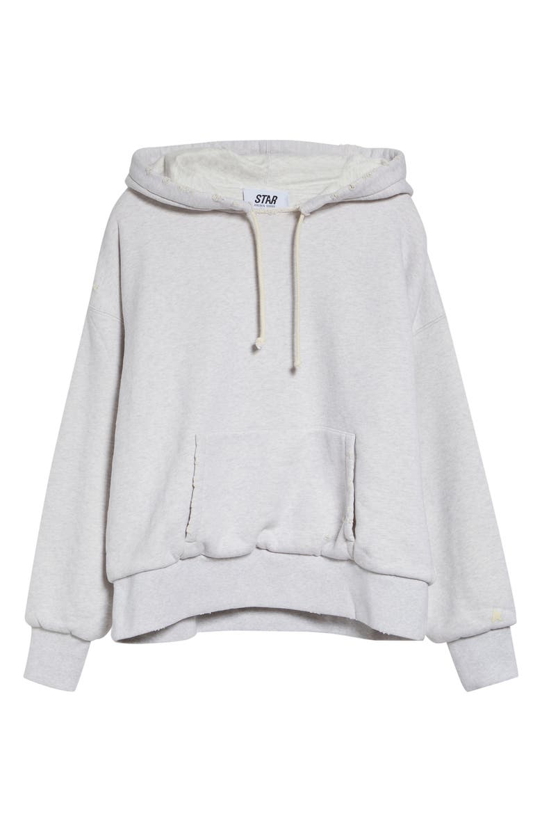 Golden Goose Gender Inclusive Relaxed Fit Distressed Cotton Fleece Hoodie, Main, color, Vintage Gray Melange
