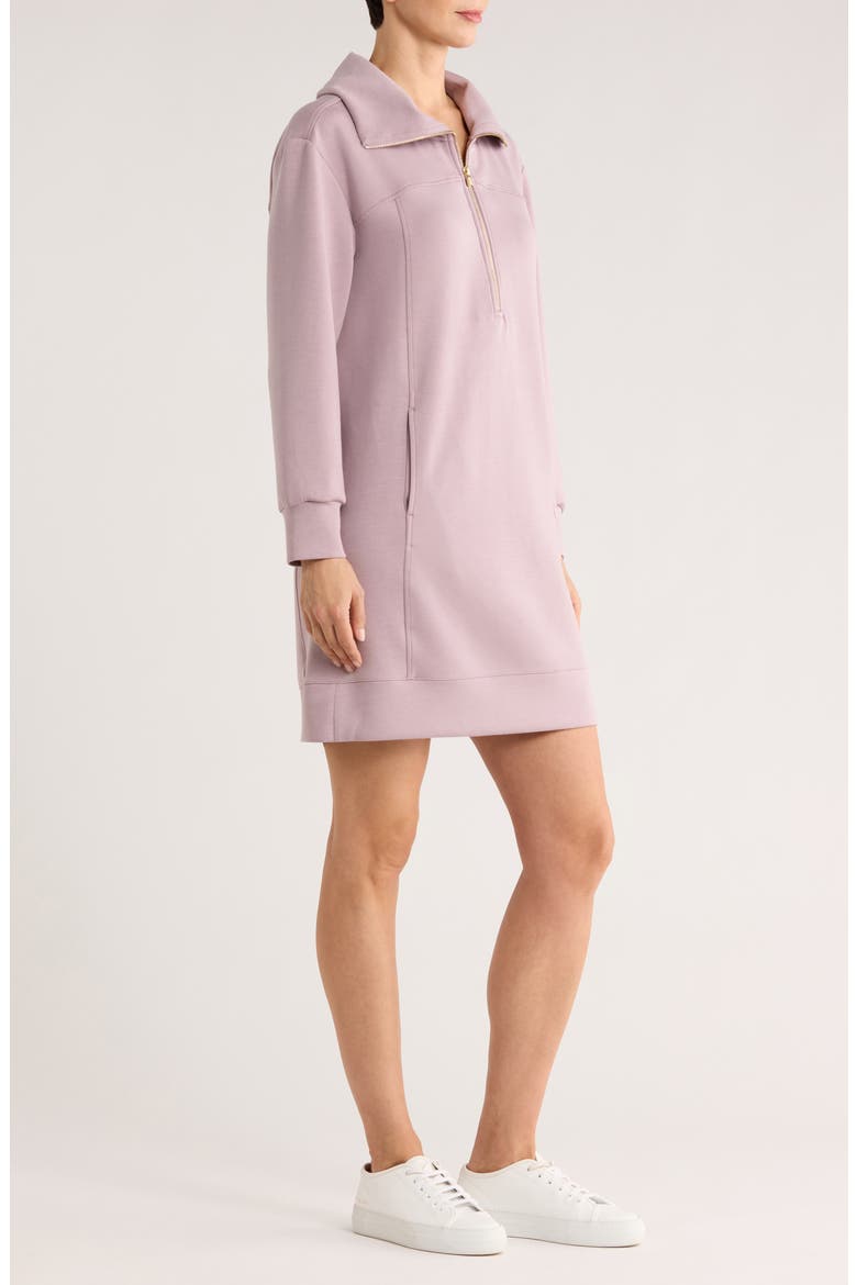 Palm Voyage Half-Zip Long Sleeve Sweatshirt Dress, Alternate, color, LAVENDER FOG