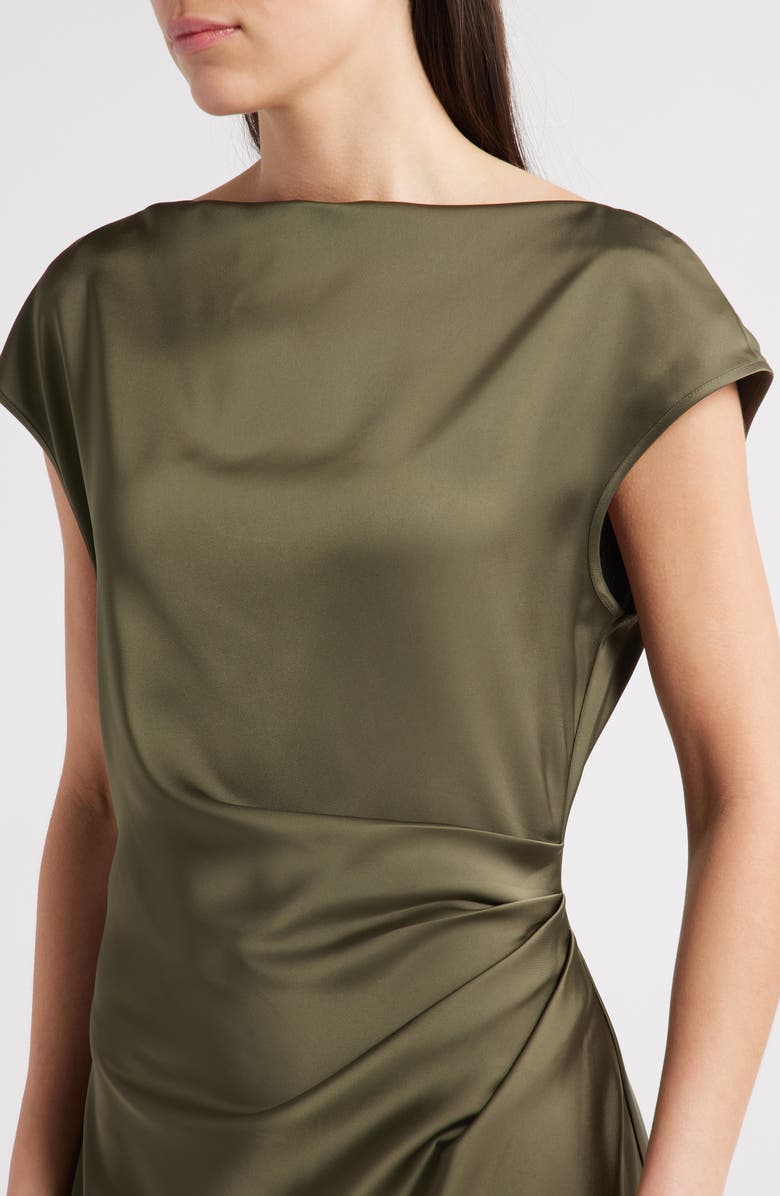 Sam Edelman Gathered Satin Dress, Alternate, color, Loden