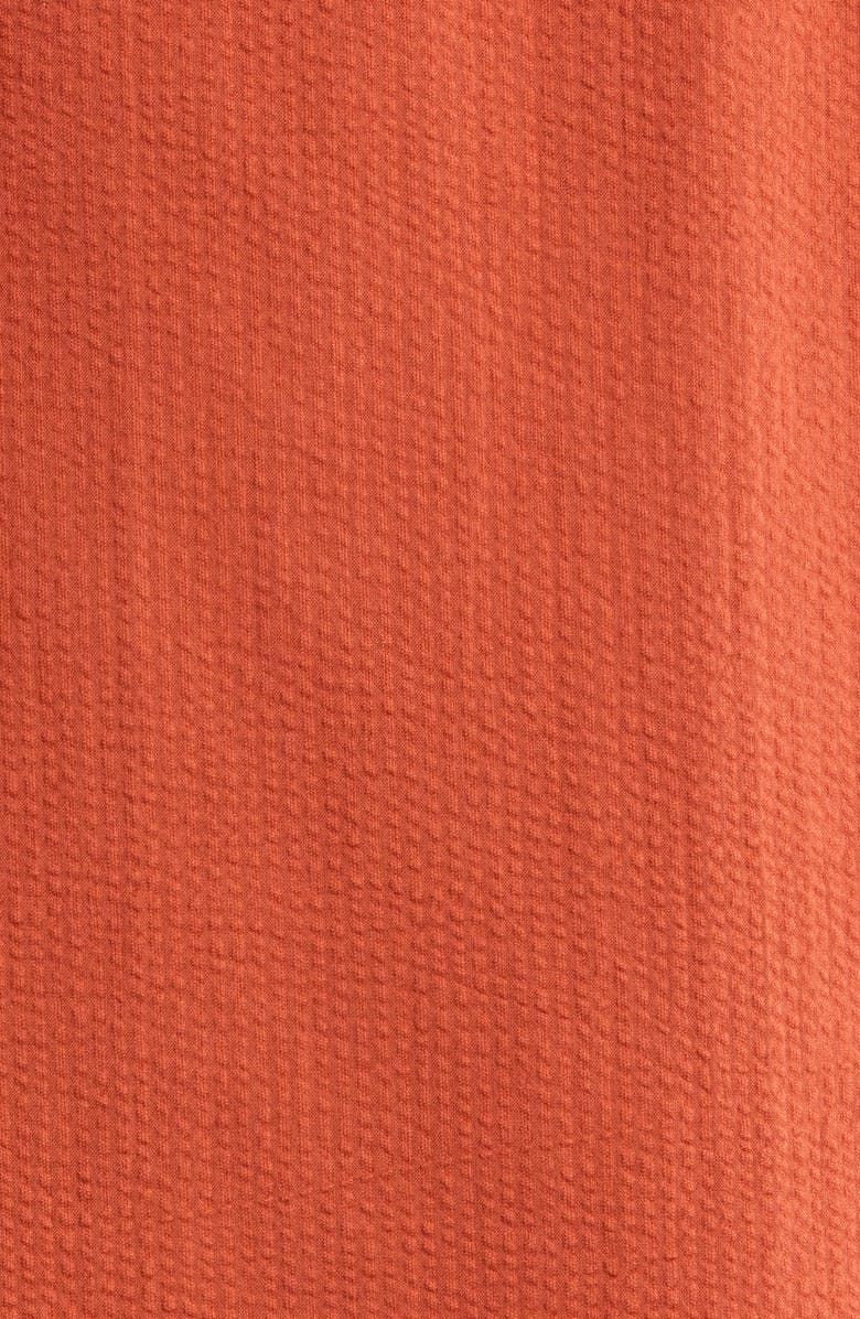 Wax London Didicot Scribble Appliqué Cotton Seersucker Camp Shirt, Alternate, color, Terracotta / Ecru
