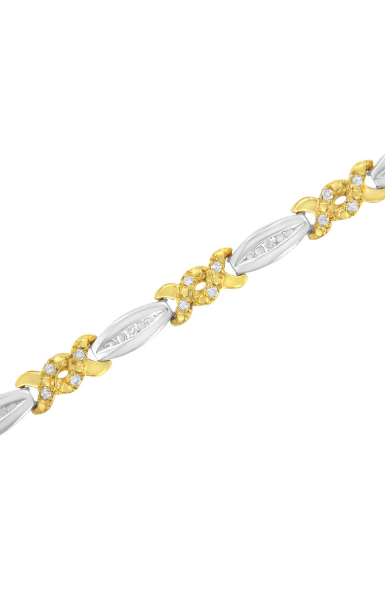 Haus of Brilliance 10K Yellow Gold Plated Silver 1/2 Cttw Diamond X Link Bracelet, Alternate, color, Yellow