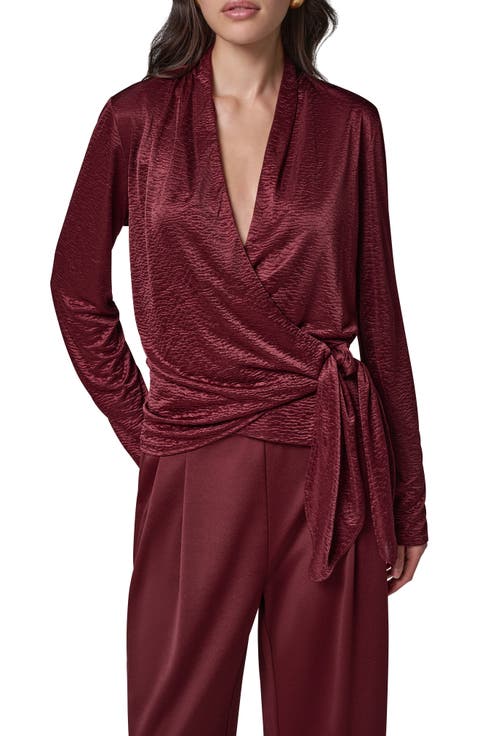Crinkle Tie Waist Satin Top