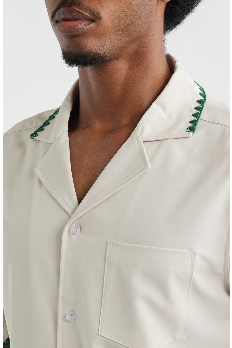 Golf Ball Stitch Weekend Camp Shirt, Main, color, WHITE