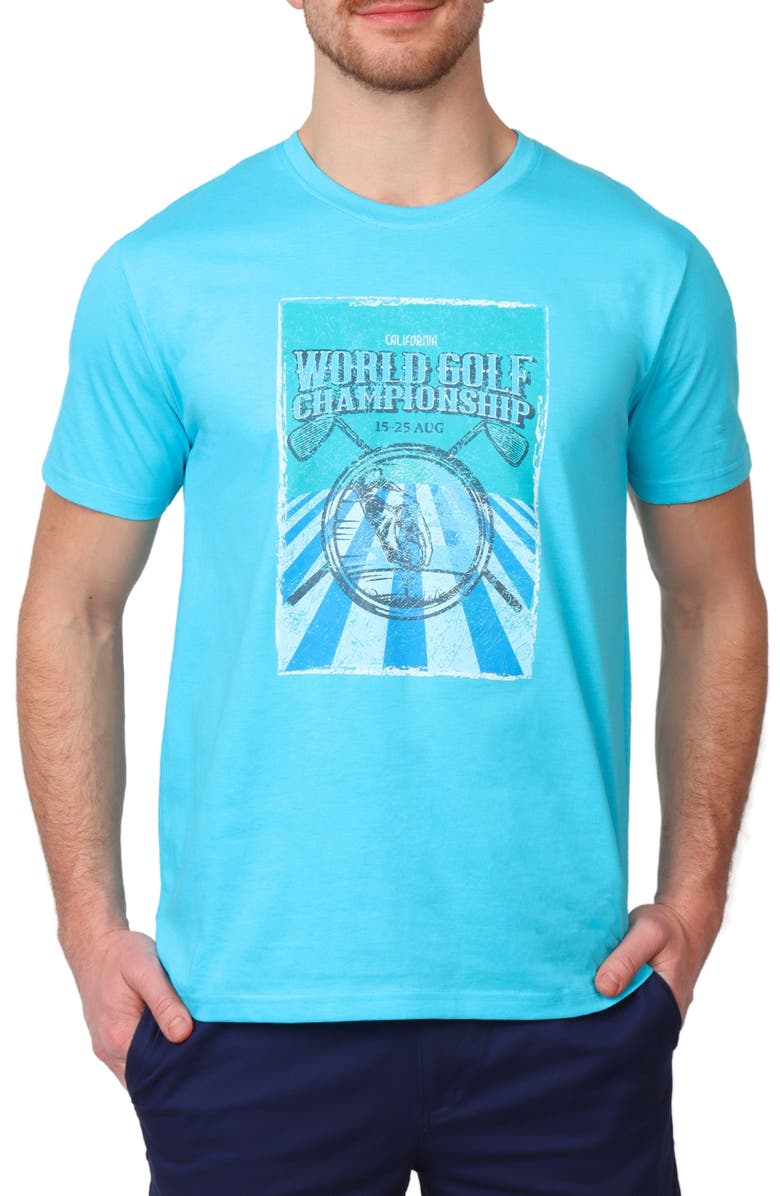 TailorByrd World Golf Graphic T-Shirt, Main, color, Aqua Pool