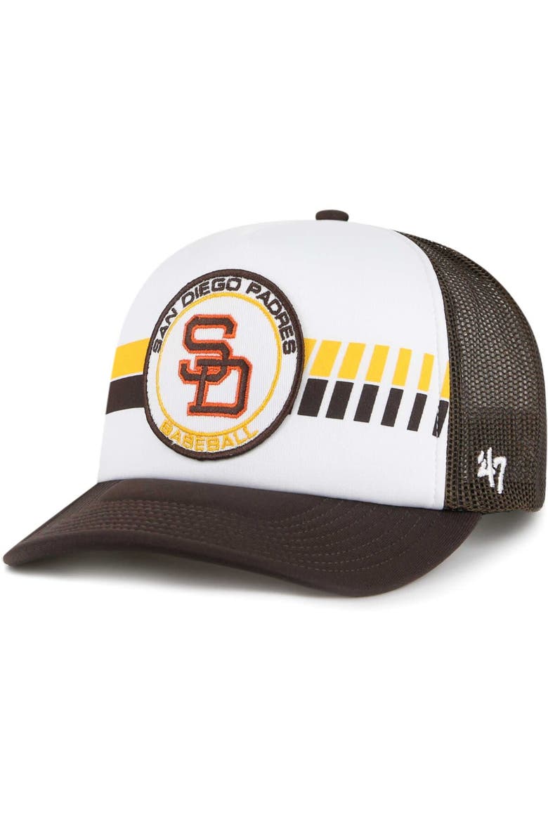 Men's '47 White/Brown San Diego Padres Cooperstown Collection Wax Pack Express Trucker Adjustable Hat, Main, color, Brown