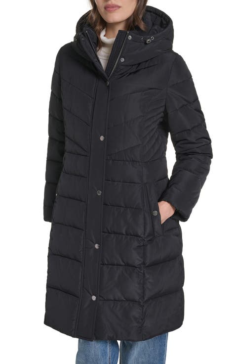 Hooded Taffeta Puffer Coat