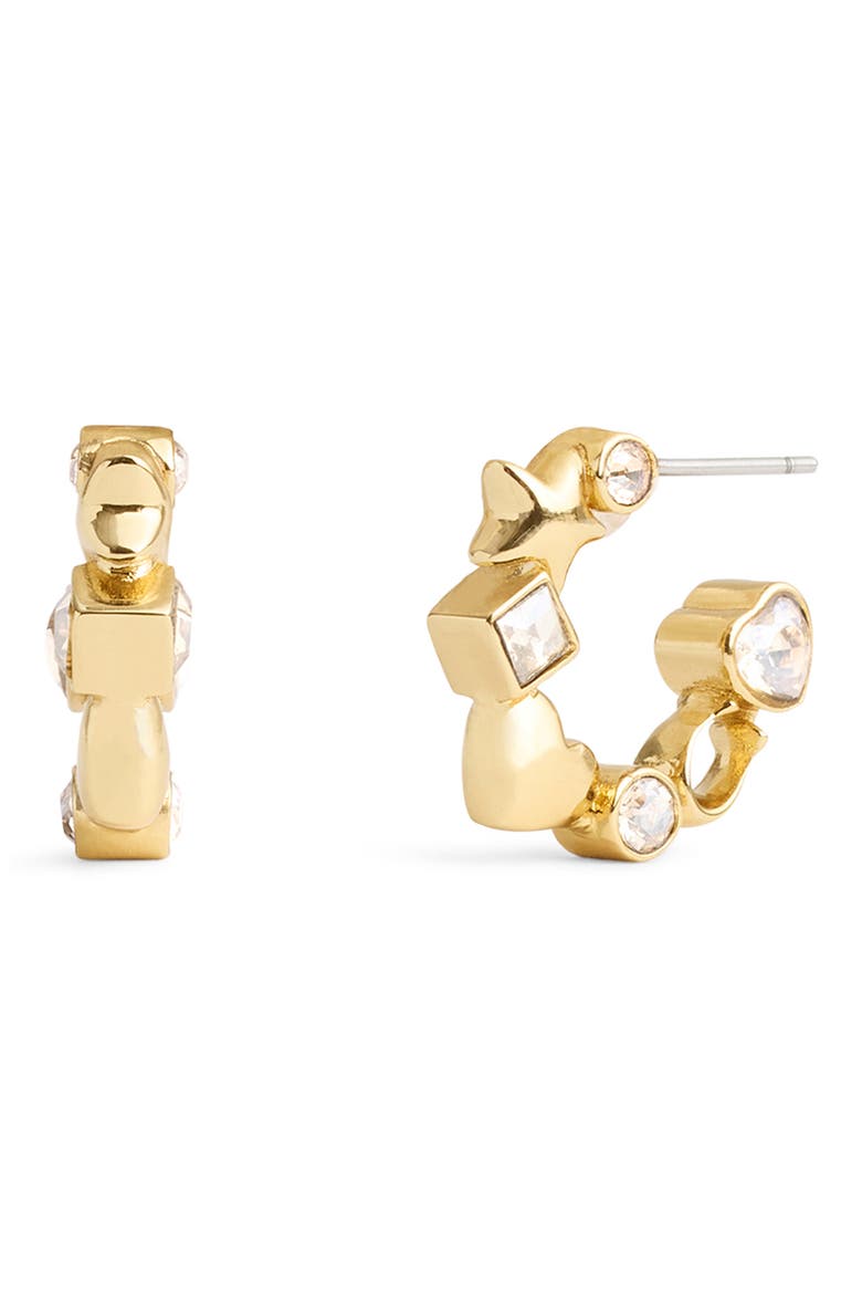Star, Heart & Mixed Crystal Huggie Hoop Earrings, Alternate, color, CRYSTAL/GOLD