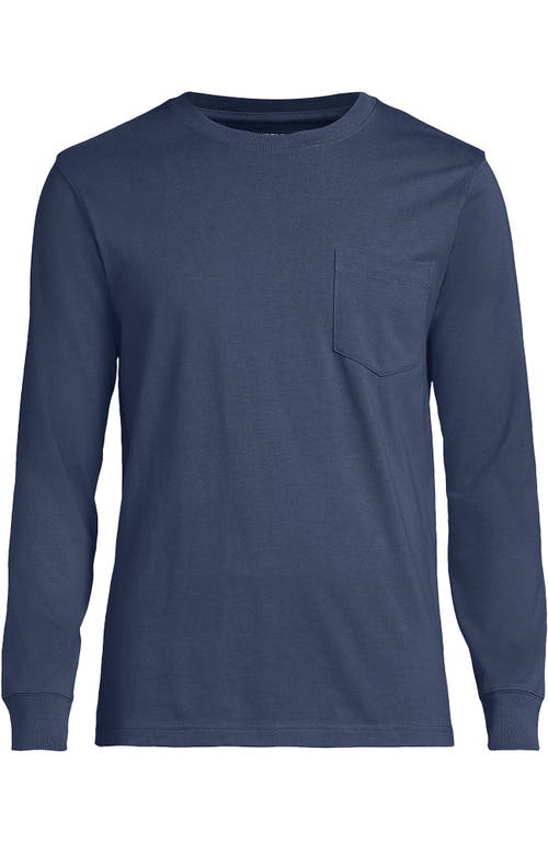 Lands' End Super-t Long Sleeve T-shirt With Pocket In Blue