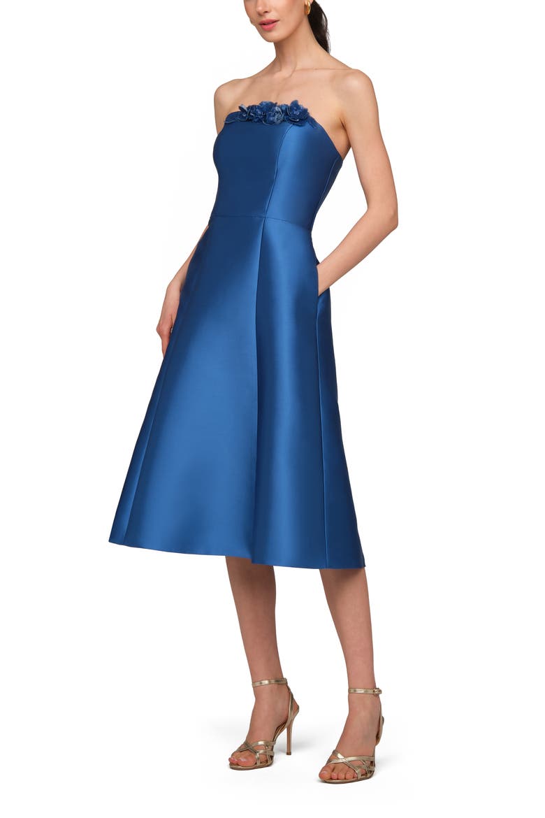 Livia Strapless Satin Cocktail Dress, Alternate, color, SPRING BLUE