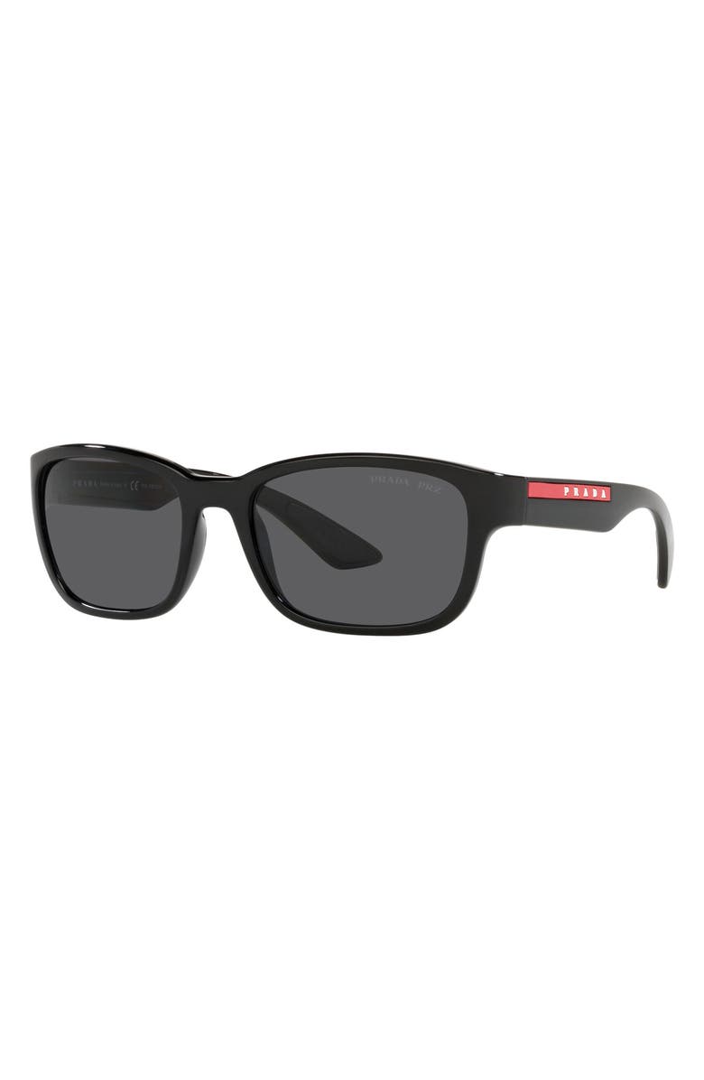 Prada Linea Rossa Impavid 57mm Polarized Wraparound Sunglasses, Alternate, color, 