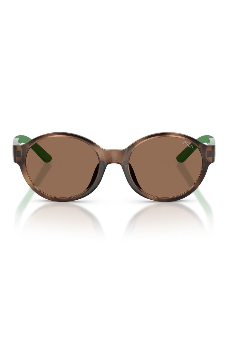 Kids 45mm Round Sunglasses, Main, color, SHINY DARK HAVANA / DARK BROWN