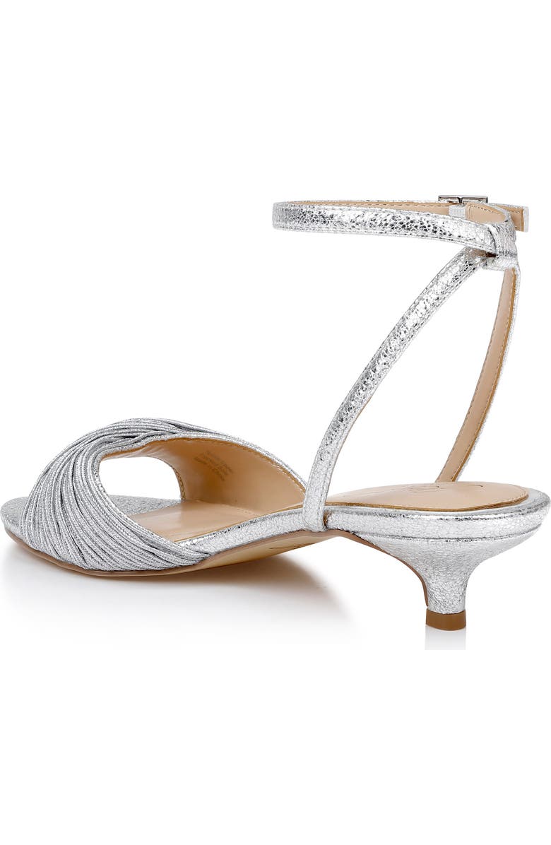 Jewel Badgley Mischka Nance Ankle Strap Kitten Heel Sandal, Alternate, color, Silver Textile