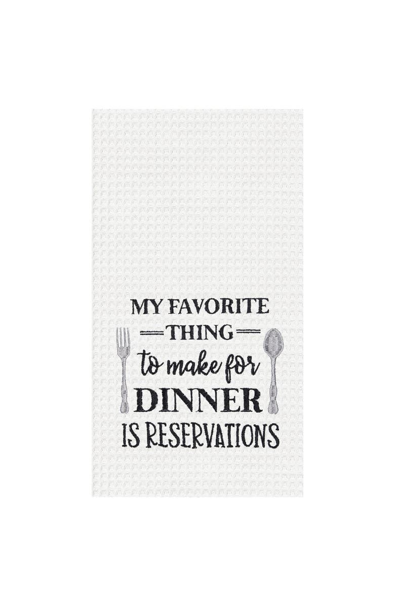 C&F Home Dinner Reservations Kitchen Embroidered Waffle Hand Towel, Main, color, Black