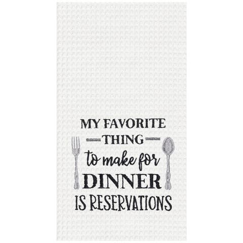 Dinner Reservations Kitchen Embroidered Waffle Hand Towel
