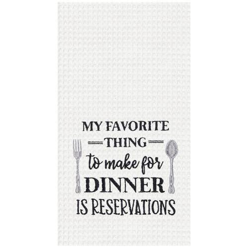 C & F Home C&f Home Dinner Reservations Kitchen Embroidered Waffle Hand Towel In White