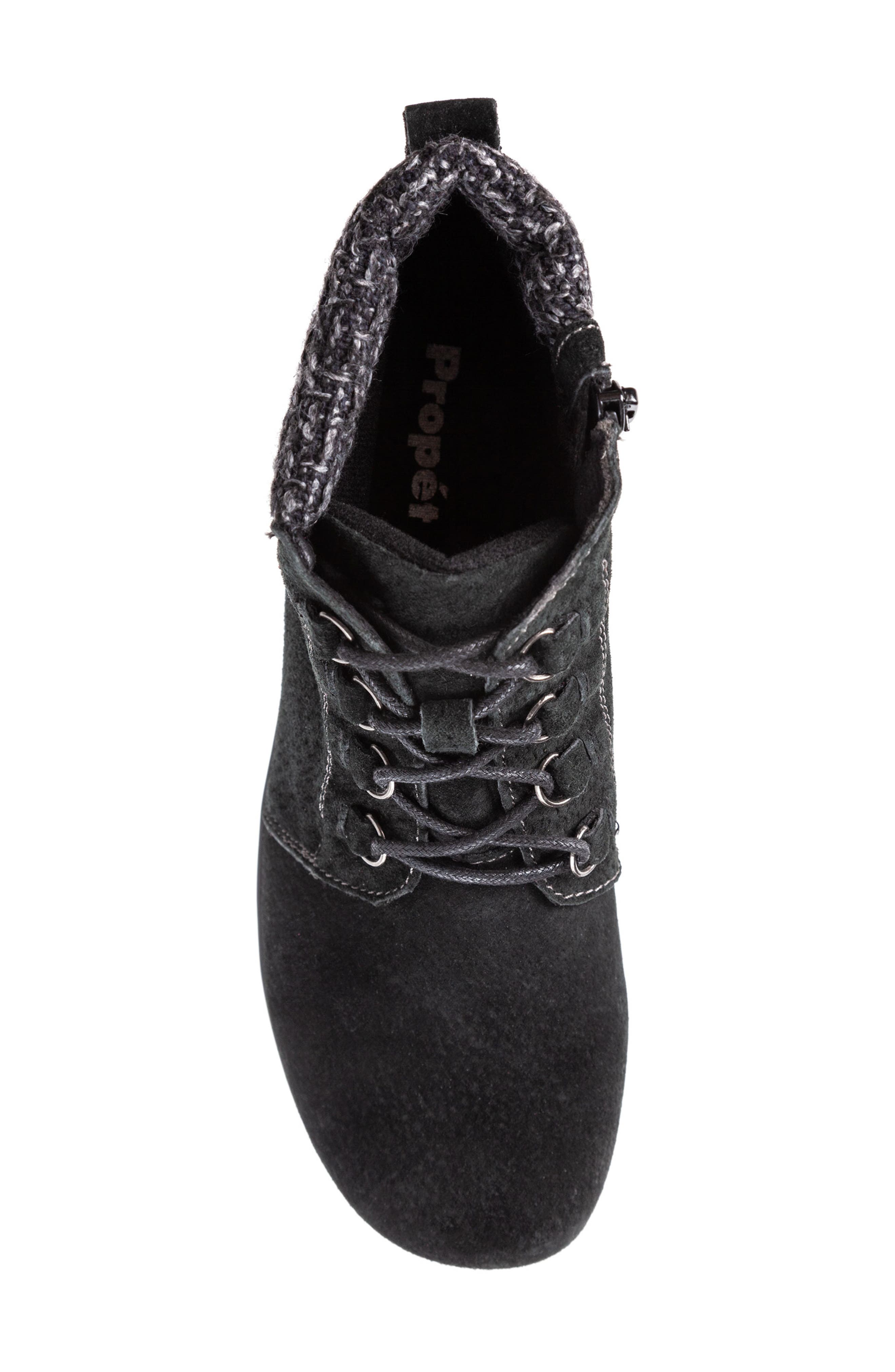 Propét Delaney Water Resistant Bootie, Alternate, color, Black Suede