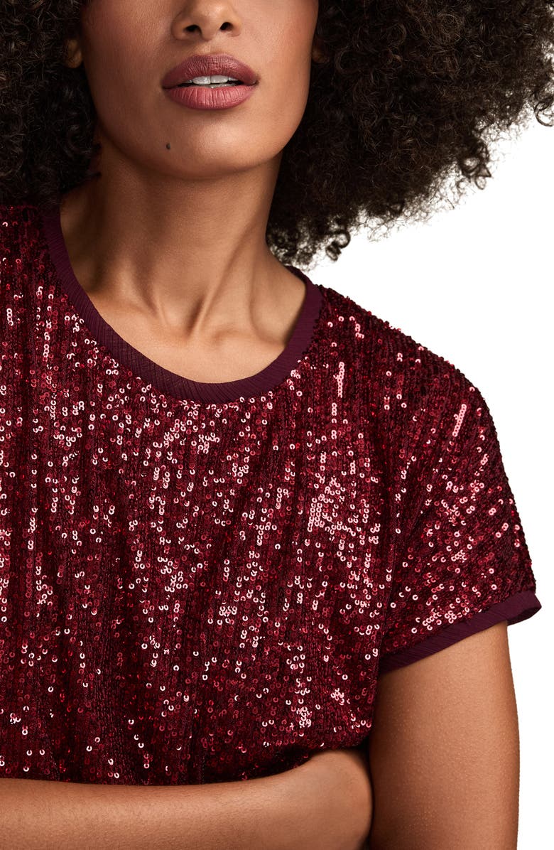 Lucky Brand Sequin T-Shirt, Alternate, color, Red Wine