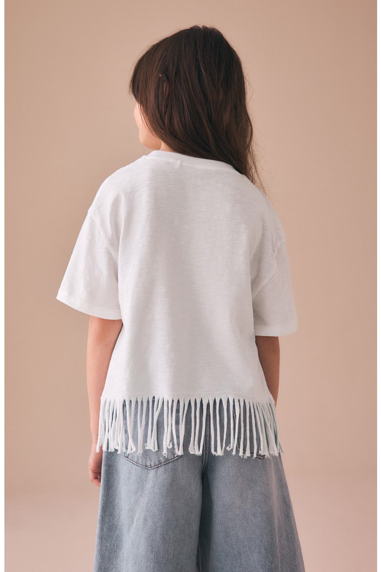 Kids' Sequin Cherry Fringe Trim Cotton T-Shirt, Alternate, color, NEUTRAL