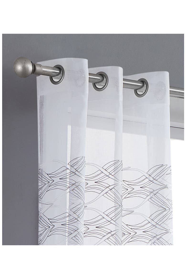 Set of 2 Sheer Curtain Panels, Alternate, color, SILVER WHITE
