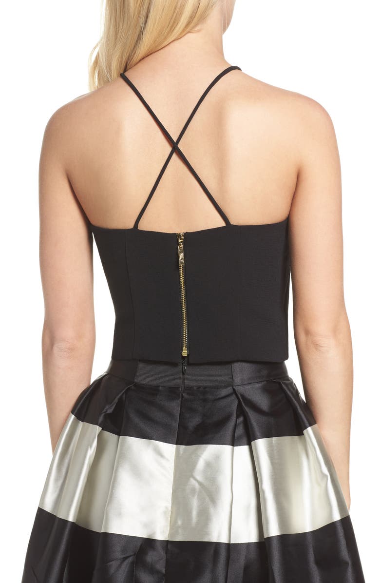 Eliza J Cross Back Crepe Crop Top, Alternate, color,