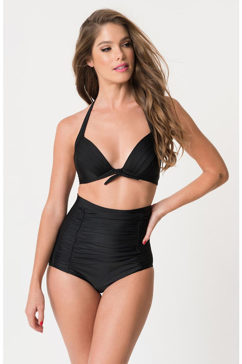 Monroe Halter Bikini Top, Main, color, Black