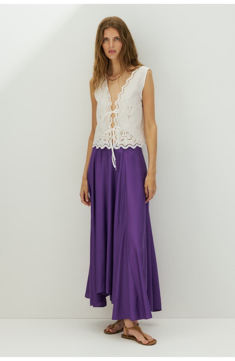 H&M Flared Viscose-blend Skirt, Alternate, color, Purple