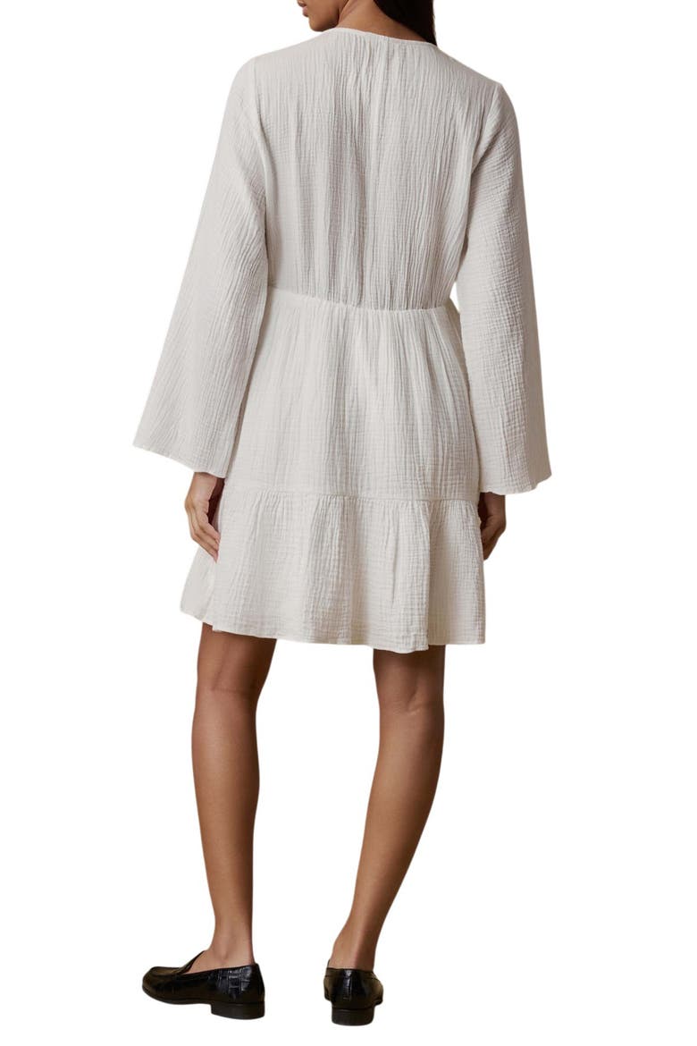 Dune Oceana Long Sleeve Organic Cotton Gauze Dress, Alternate, color, WHITE