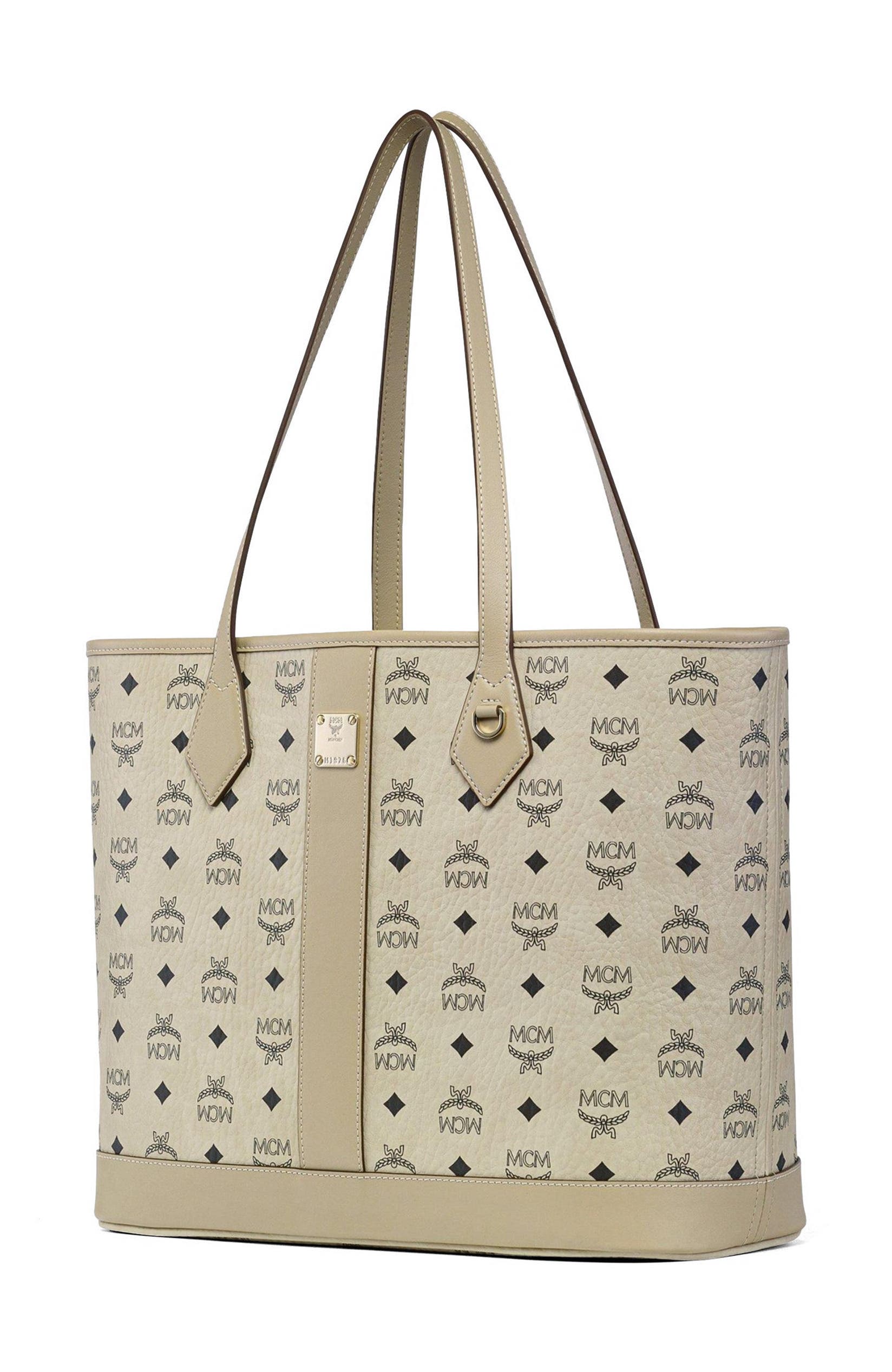 New Medium Liz Shopper in Visetos, Alternate, color, Beige