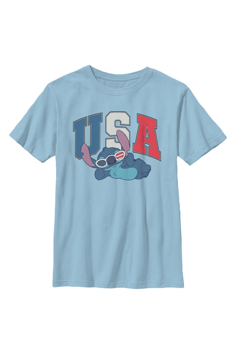 Boy's Lilo & Stitch USA Cool Sunglasses  Graphic T-Shirt, Main, color, Light Blue