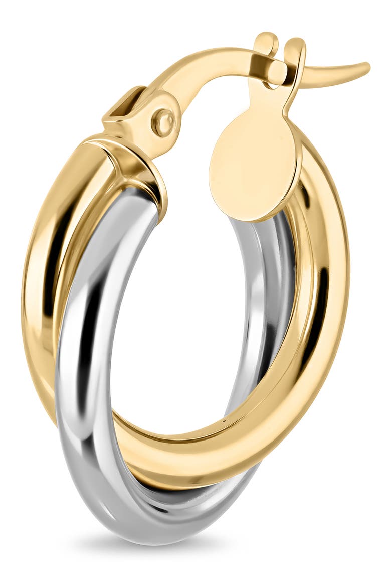 14K Gold Two-Tone Double Hoop Earrings, Alternate, color, 14K TWO TONE