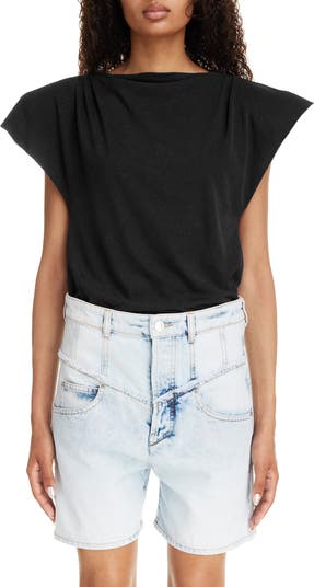 Isabel Marant Sebani Gathered Shoulder Cotton T-Shirt