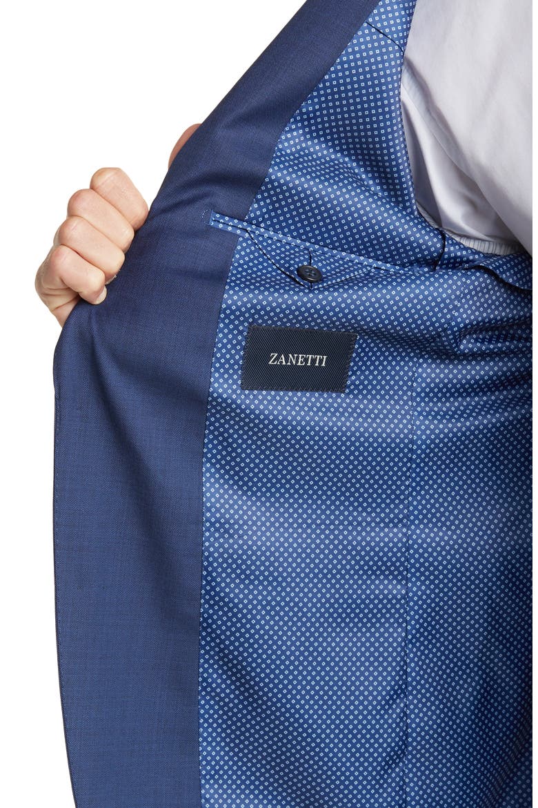 Port Slim Fit Two Button Notch Lapel Wool Blend Suit, Alternate, color, BLUE SHARK