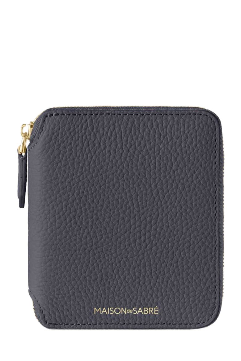 Small Leather Zip Around Wallet, Main, color, Graphite Sky