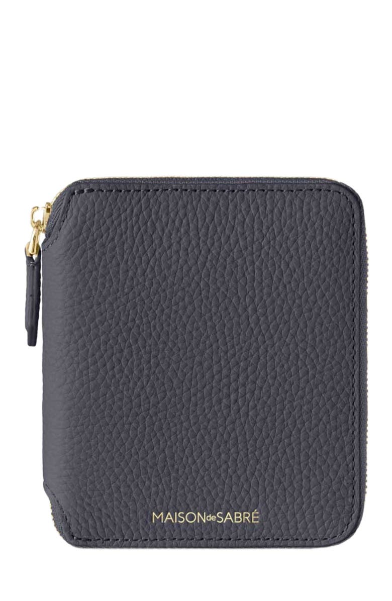 MAISON de SABRÉ Small Leather Zip Around Wallet, Main, color, Graphite Sky